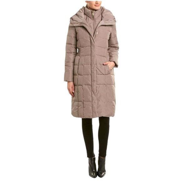 Cole Haan Jackets & Blazers - Cole Haan Coat Women Small Tan Cashew Long Quilted Down Insulated Puffer Jacket